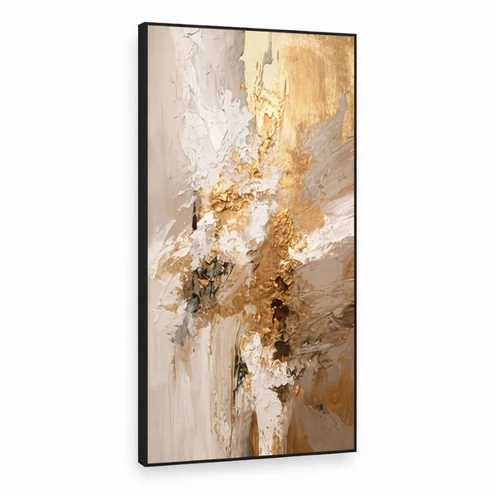 Modern absztrakt arany-fehér vászon falikép 80x160cm 5QM065KW1G-3