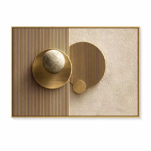 Modern absztrakt arany kör mintás vászon falikép 80x120cm BL10012711-2