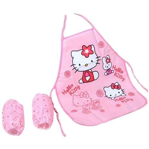 Hello Kitty mintás kötény készlet rózsaszín ujjvédőkkel WY10471066