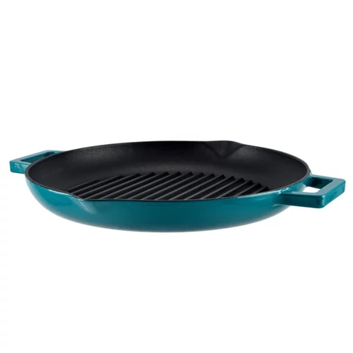 Perfect Home Türkizkék Zománcozott Öntöttvas Grill Serpenyő Kiöntővel – 31 cm 17817