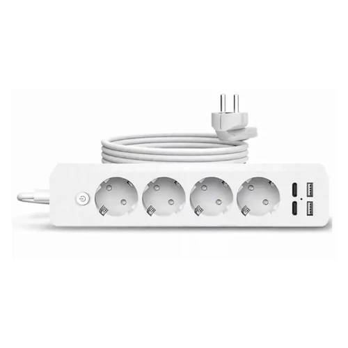 Jortan 2 méteres többfunkciós hálózati elosztó 4 aljzat + 2 USB + 2 USB-C KE24-404