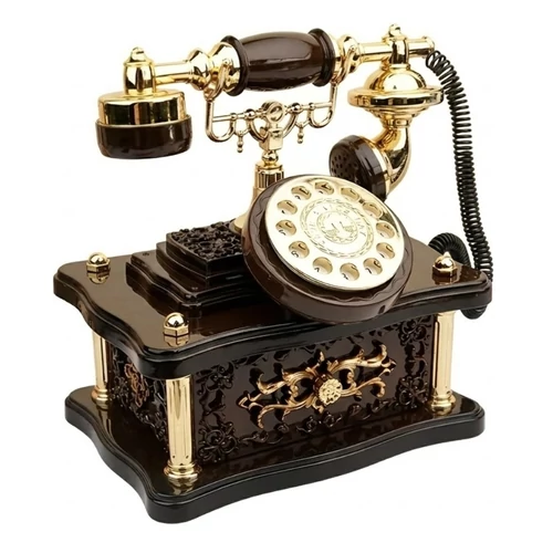 Vintage forgótelefon zenedoboz 8 dallammal arany fekete kivitelben FM5890649-2