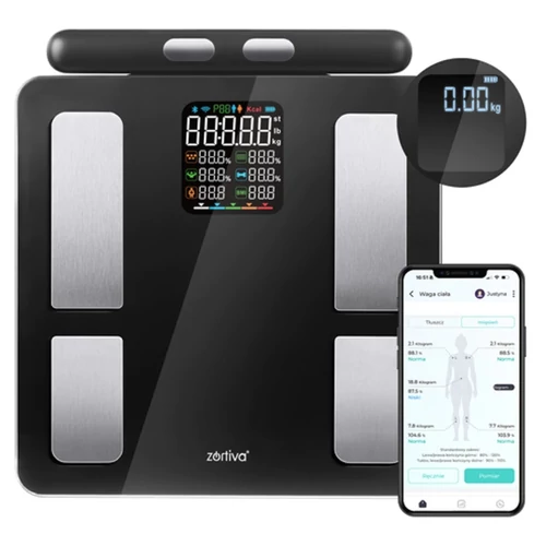 ZORTIVA Smart Premium analitikus fürdőszobamérleg Bluetooth 00026893