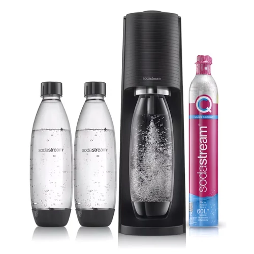 SodaStream Terra fekete szódagép szett 2 palackkal és CO₂ hengerrel 1V863K99Q