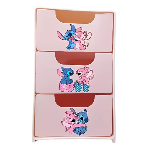 Disney Stitch 3 fiókos asztali tárolódoboz mini rendszerező - Rózsaszín 6GM15526K9