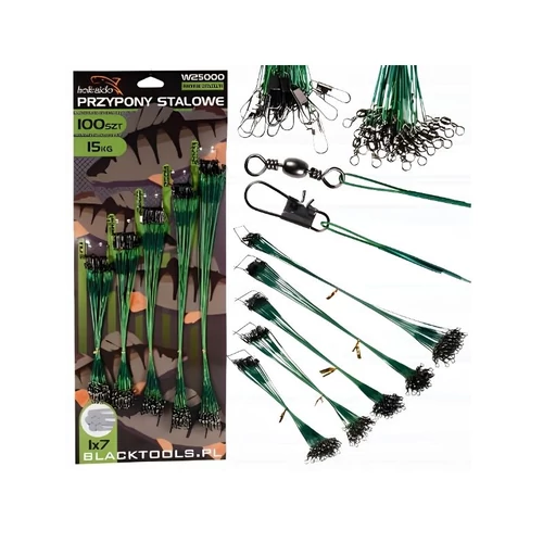 Hokkaido acél előkék csukázáshoz 100db 5 méretben 15-28cm W25000-Z