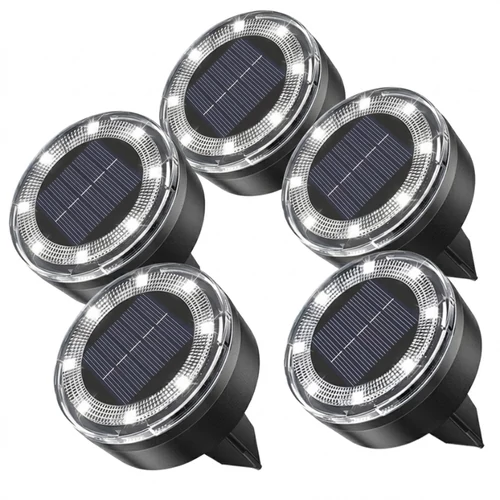5 db-os Hidegfehér Napelemes Földbe Szúrható Lámpa Szett – 40 LED 6XMQW5K537-4
