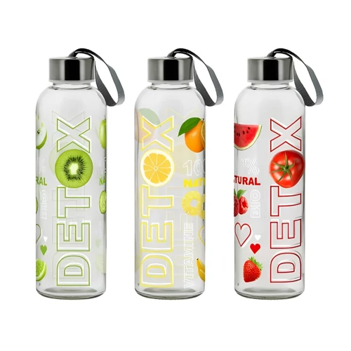 Cerve Detox Prémium Üveg Kulacs Fém Csavaros Kupakkal és Hordozófüllel (0,5 l) 1020079