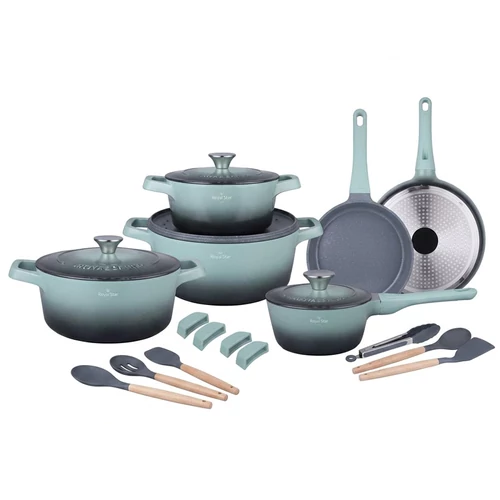 Die Cast Aluminum 17 részes edénykészlet zöld SH-ZL3017G