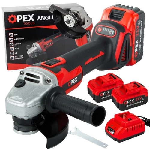 OPEX TOOLS akkus sarokcsiszoló 21V 125 mm 2 akkumulátorral 28010