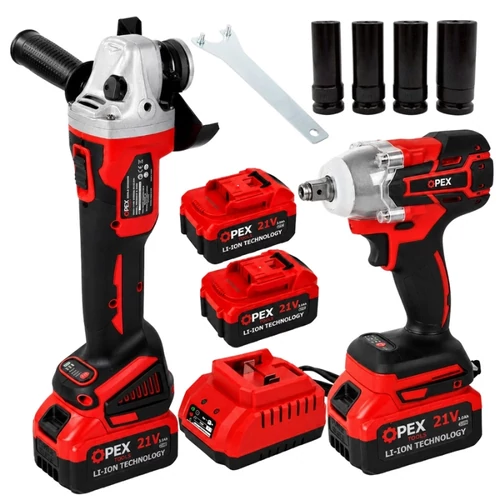 OPEX TOOLS akkumulátoros sarokcsiszoló és ütvecsavarozó készlet 21V 28006
