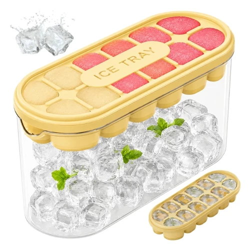 Sárga jégkockakészítő forma tárolóval és fedéllel 07447_ZO