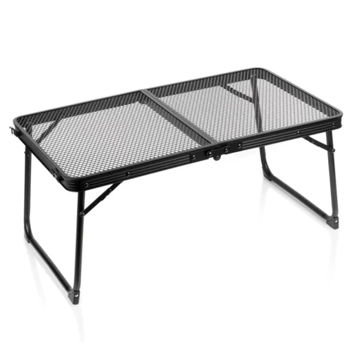 Összecsukható kempingasztal, alumínium – 70x40x31,5 cm, fekete színben 489390