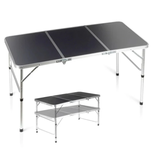 Összecsukható fém grafit kempingasztal 2 az 1-ben 120x60x34,5/65 cm 489407