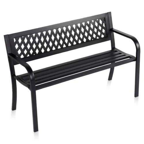 Fekete fém kerti pad – 119x45x76 cm 489432