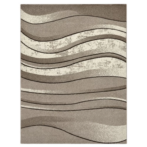 Bézs-barna hullámmintás modern szőnyeg 150 x 230 cm BPC-4