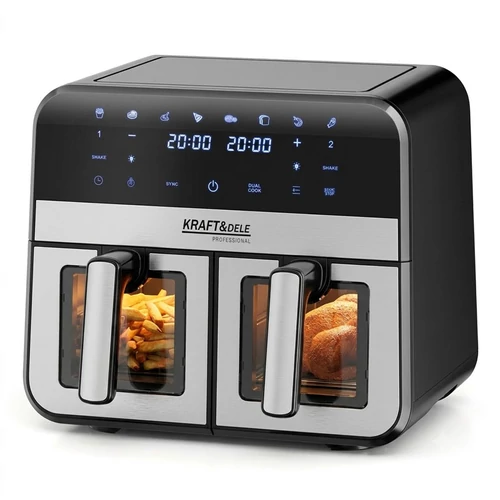 Kraft&Dele AIRFRYER 9L 2500W KÉT REKESZES FRITŐZ 4,5L + LCD KD4179