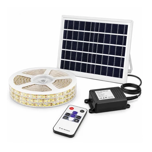 Napelemes kültéri LED fénycsík távirányítóval 10M T2-10M