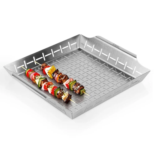 Perforált rozsdamentes acél grillkosár – 34,5 × 30 × 5 cm 489421