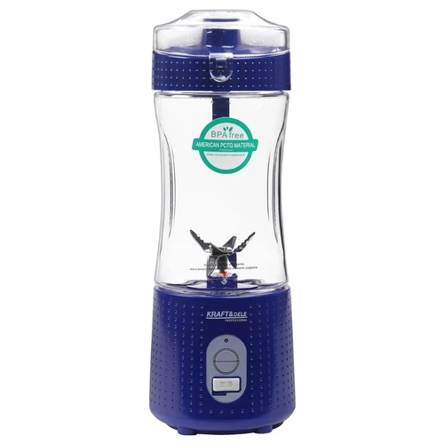 Kraft&Dele akkumulátoros turmixgép – 380 ml, USB-C töltéssel, 2 × 3000 mAh, kék KD4171