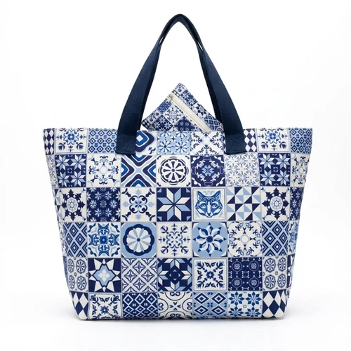 Portugál Azulejo Mintás Strandtáska és Neszesszer Szett TSK-02