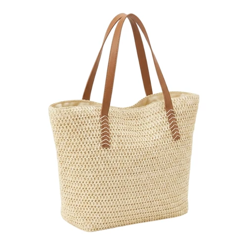 Elegáns Fonott Éjszakai és Strandtáska Barna Bőr Hatású Pántokkal TSK-07