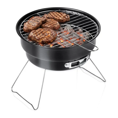 Összecsukható hordozható faszenes grill, 28 × 26 × 22 cm, fekete 489380