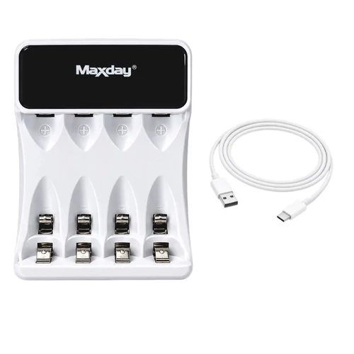 C704Y4 USB-C akkumulátortöltő LCD-kijelzővel AA és AAA akkumulátorokhoz, 4 férőhelyes 02056