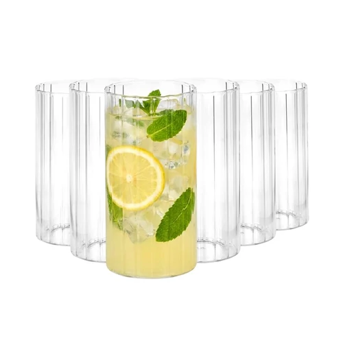6 részes bordázott üvegpohár készlet 360 ml 139871