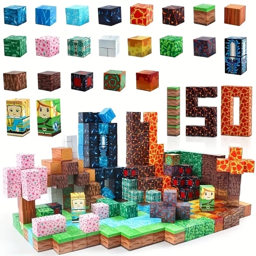 150 darabos mágneses építőkocka-készlet gyerekeknek 66MXQ5628G