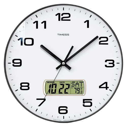 Nagyméretű falióra digitális naptár- és hőmérséklet-kijelzővel QV8846108