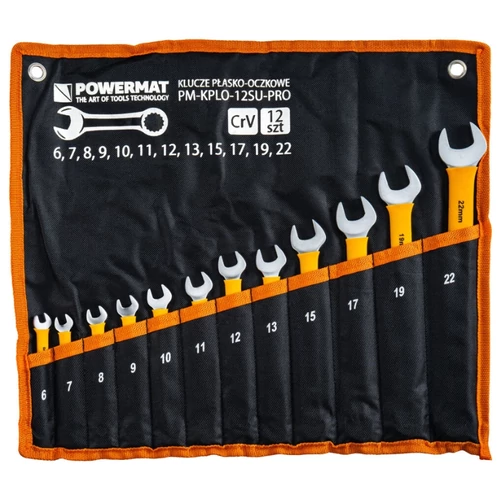 Powermat 12 részes csillag-villáskulcs készlet 6–22 mm, gumírozott markolattal PM1622