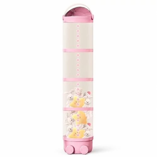 162 cm magas átlátszó plüssállat- és játéktároló torony – Rózsaszín EU6832098-R