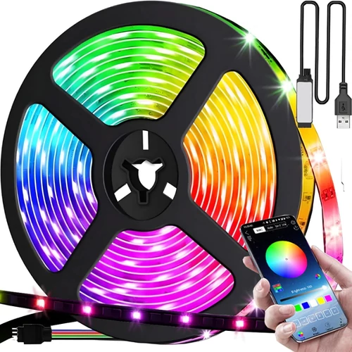 5 méteres RGB LED szalag, Bluetooth alkalmazással és távirányítóval 12438