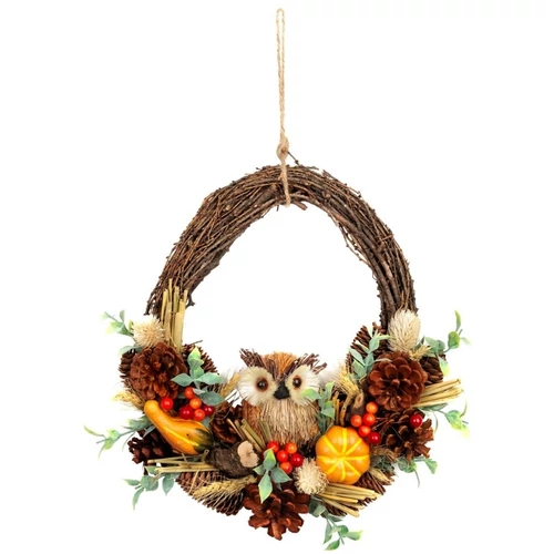 MagicHome őszi függő koszorú bagollyal – 35 × 34 × 10 cm 8091696