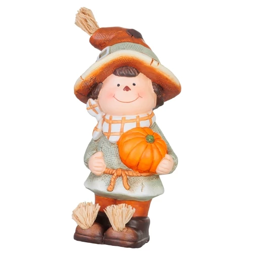 MagicHome Nature kisfiú tökkel őszi dekoráció – 10,5 × 11,5 × 23 cm 8092400