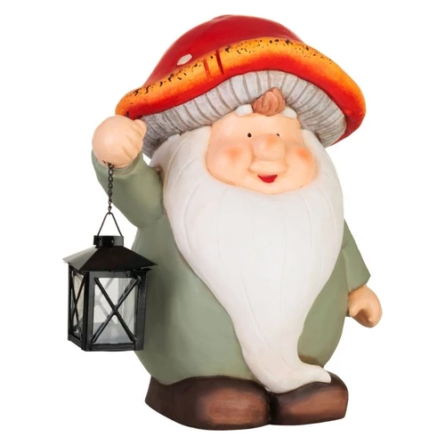 MagicHome Nature öreg manó lámpással és gombakalappal – 25 × 31 × 38 cm 8092404