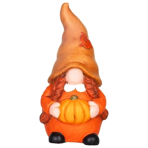 MagicHome Nature őszi lány manó tökkel, terrakotta dekoráció – 9,5 × 9,5 × 19,5 cm 8092429