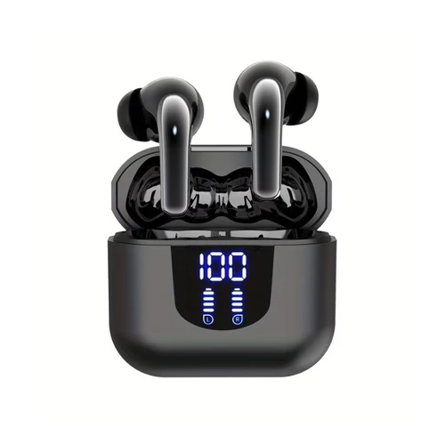 Vezeték nélküli Bluetooth 5.4 fülhallgató digitális töltöttségjelzővel Fekete VV3802514-B