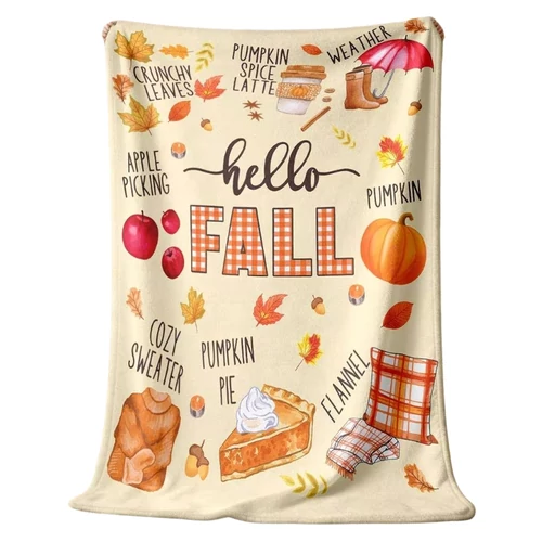 „Hello Fall” őszi mintás pléd 150 × 200 cm 24M78602V0-4