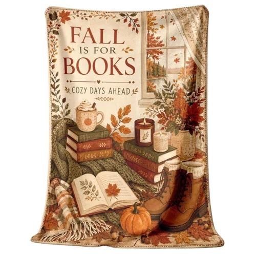 „Fall is for Books” őszi mintás pléd 76 x 100 cm 25MW66K2G5