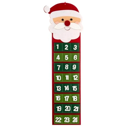 Adventi naptár Mikulás mintával, 24 zsebbel, 67,5 × 20 cm 00022252