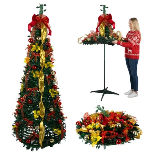 RUHHY összecsukható, díszített műfenyő állvánnyal, 180 cm 00026757