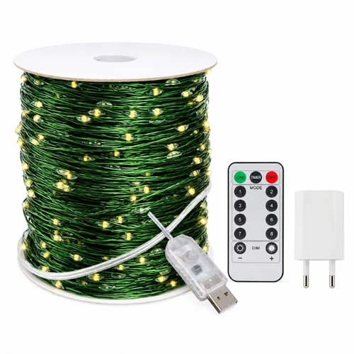 500 LED-es karácsonyi fényfüzér – 50 m, meleg fehér, távirányítóval LAMP36CB