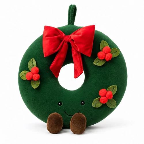 Karácsonyi koszorú formájú díszpárna masnival – 45cm PDS18