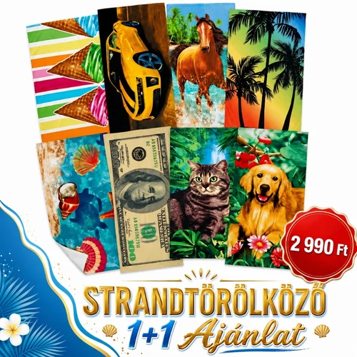 Színes mintás strandtörölköző 1+1 Ajánlat - Választható minta H-70X140-1p1V