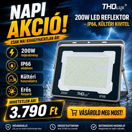 THOlux 200W LED reflektor – IP66, kültéri kivitel YS-200W